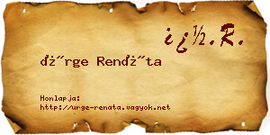 Ürge Renáta névjegykártya